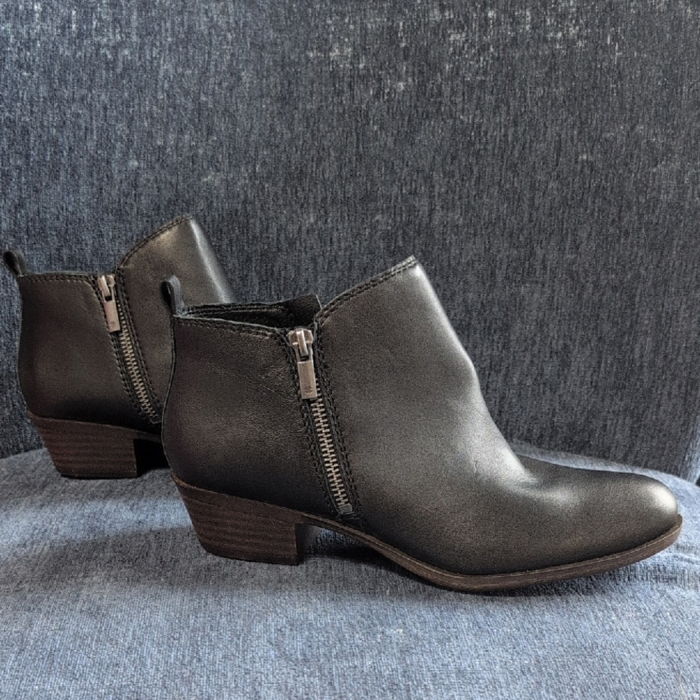 Lucky Brand Black Ankle Booties with Side Zipper Detail